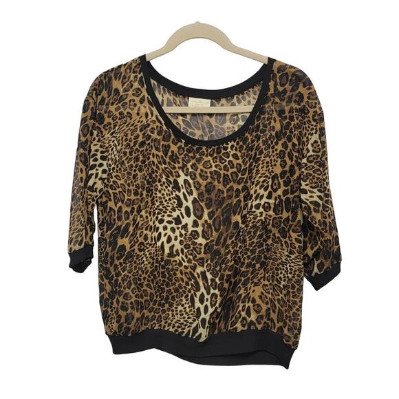 Bobbie Brooks Sheer Leopard Top 1x - Picture 1 of 8